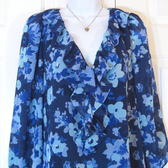 J. Crew | Watercolor Floral Ruffle Neckline Blouse - Picture 3 of 11
